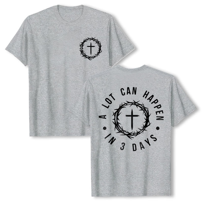 T-shirt unisexe Christianartworkshop « Il peut se passer beaucoup de choses en 3 jours » avec couronne d'épines et croix - Gris - 2XL - image 11