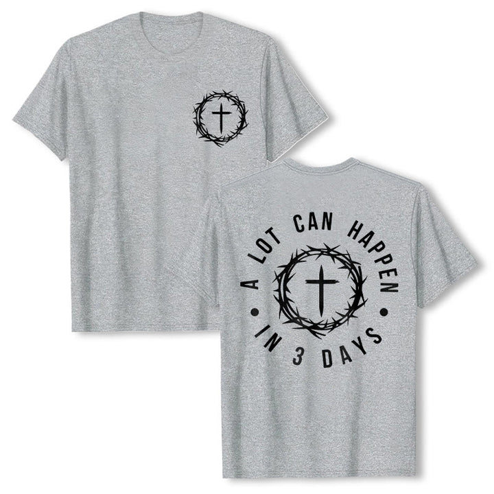 T-shirt unisexe Christianartworkshop « Il peut se passer beaucoup de choses en 3 jours » avec couronne d'épines et croix - Gris - 2XL - image 11