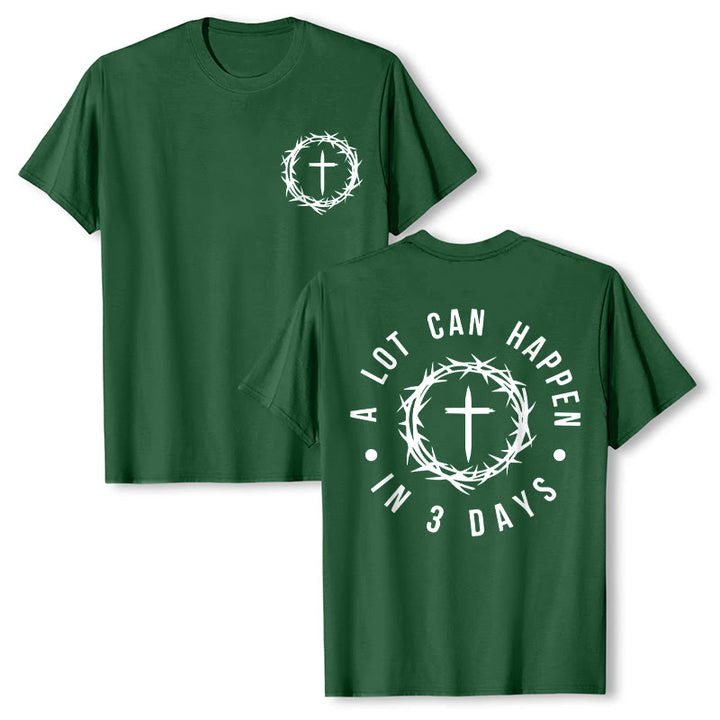 T-shirt unisexe Christianartworkshop « Il peut se passer beaucoup de choses en 3 jours » avec couronne d'épines et croix - Vert foncé - 2XL - image 2