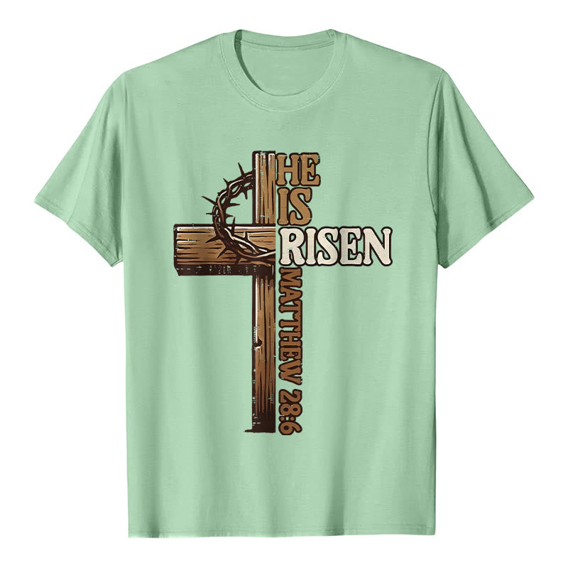 T-shirt unisexe Christianartworkshop « Il est ressuscité » avec croix et couronne d'épines - Vert clair - 2XL - image 5