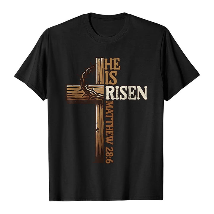 T-shirt unisexe Christianartworkshop « Il est ressuscité » avec croix et couronne d'épines - Noir - 2XL - image 6