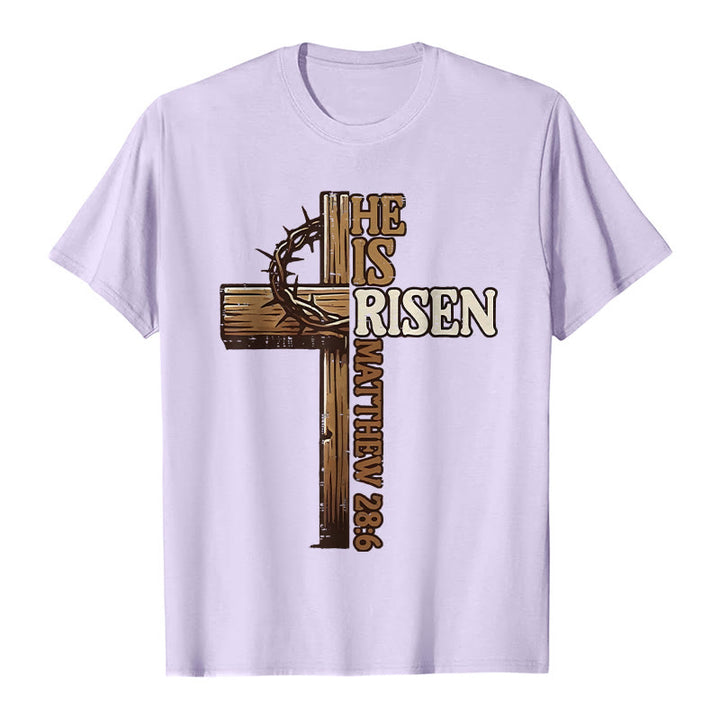 T-shirt unisexe Christianartworkshop « Il est ressuscité » avec croix et couronne d'épines - Violet clair - 2XL - image 4