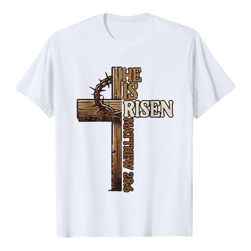 T-shirt unisexe Christianartworkshop « Il est ressuscité » avec croix et couronne d'épines - Blanc - 2XL - image 2