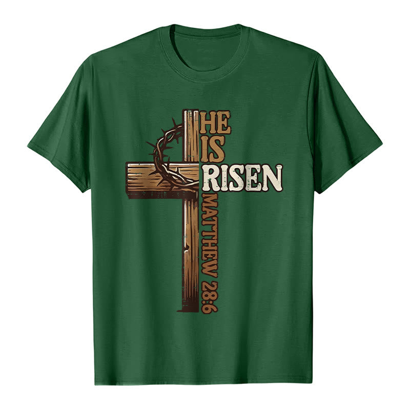 T-shirt unisexe Christianartworkshop « Il est ressuscité » avec croix et couronne d'épines - Vert foncé - 2XL - image 7