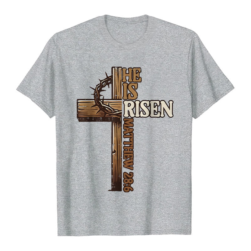 T-shirt unisexe Christianartworkshop « Il est ressuscité » avec croix et couronne d'épines - Gris - 2XL - image 8