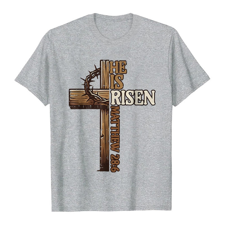 T-shirt unisexe Christianartworkshop « Il est ressuscité » avec croix et couronne d'épines - Gris - 2XL - image 8
