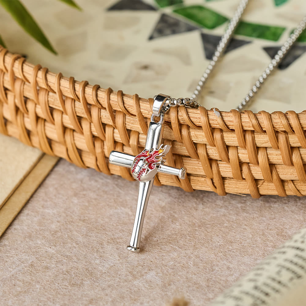 Christianartworkshop Collier croix de baseball Philippiens 4:13 avec détail de flamme : symbole de force divine et de foi athlétique - image 3