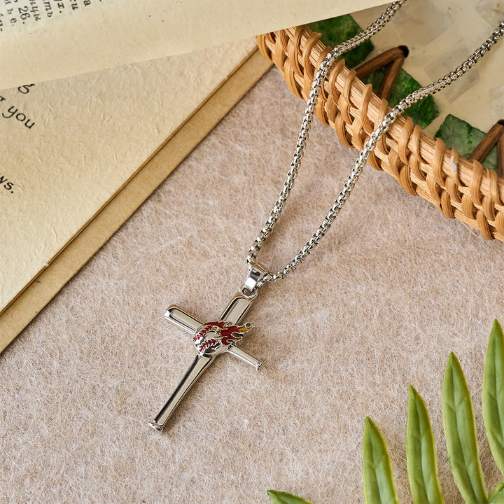 Christianartworkshop Collier croix de baseball Philippiens 4:13 avec détail de flamme : symbole de force divine et de foi athlétique - image 5