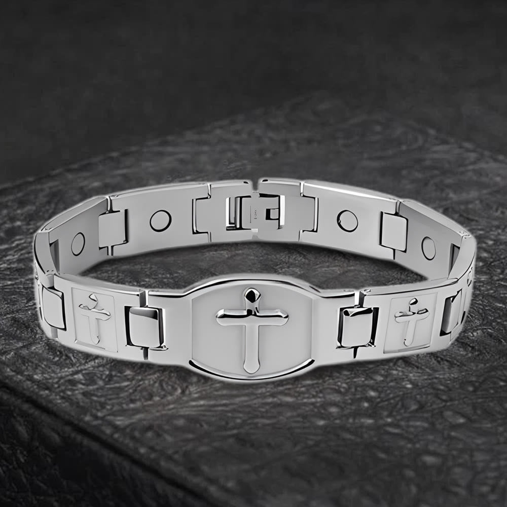Christianartworkshop Bracelet à maillons avec croix gravée : symbole de force divine et de foi - Argent - image 11
