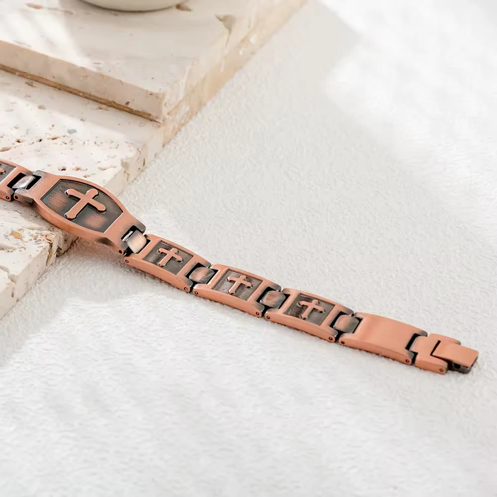 Christianartworkshop Bracelet à maillons avec croix gravée : symbole de force divine et de foi - image 9