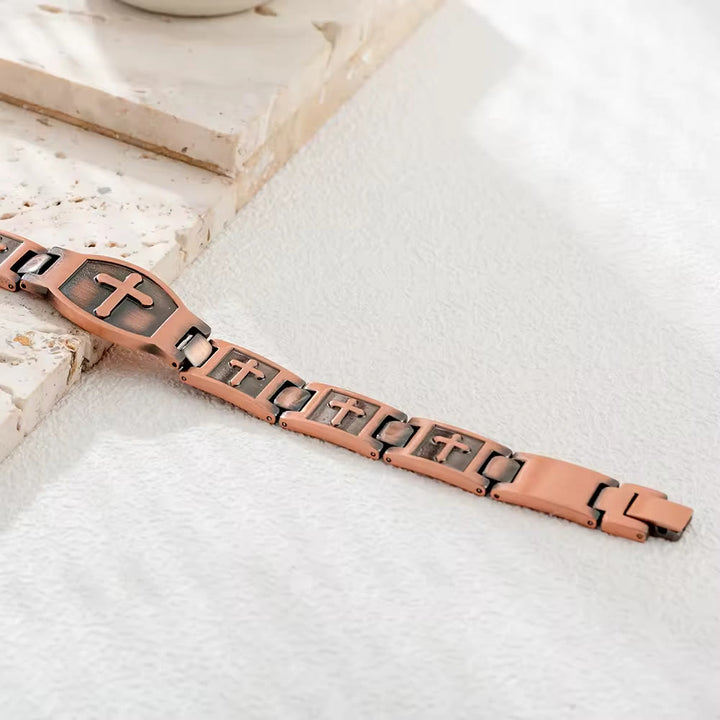 Christianartworkshop Bracelet à maillons avec croix gravée : symbole de force divine et de foi - image 9