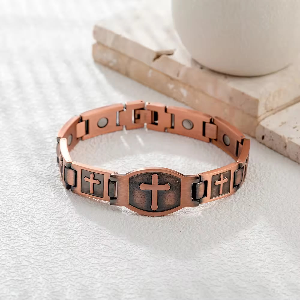 Christianartworkshop Bracelet à maillons avec croix gravée : symbole de force divine et de foi - image 6