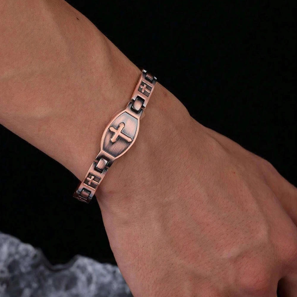 Christianartworkshop Bracelet à maillons avec croix gravée : symbole de force divine et de foi - image 2