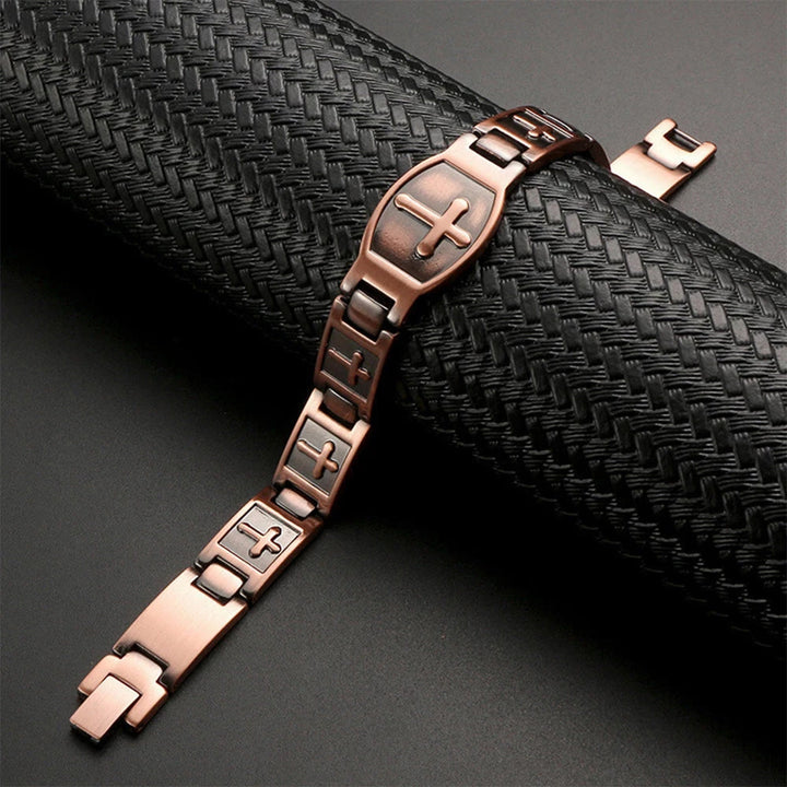 Christianartworkshop Bracelet à maillons avec croix gravée : symbole de force divine et de foi - image 4