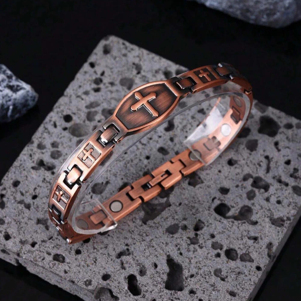 Christianartworkshop Bracelet à maillons avec croix gravée : symbole de force divine et de foi - image 8