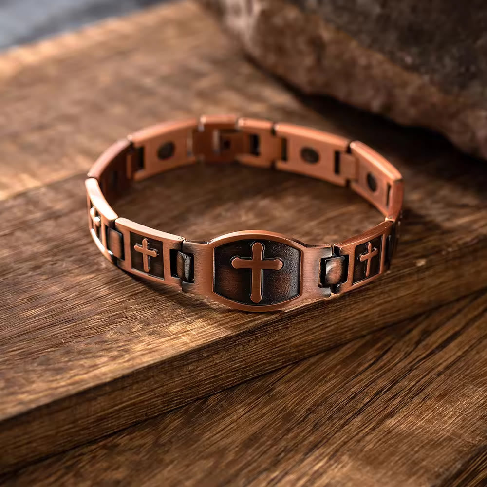 Christianartworkshop Bracelet à maillons avec croix gravée : symbole de force divine et de foi - image 7
