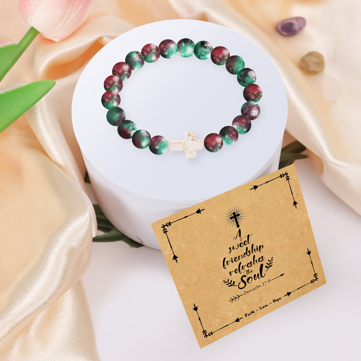 Christianartworkshop Bracelet croix en pierre naturelle avec carte Proverbes 27:9 : Symbole d’amitié et de grâce divines - image 10