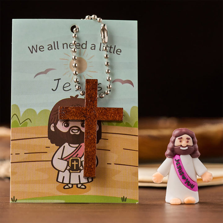 Christianartworkshop Ensemble de mini figurines de Jésus avec carte biblique et pendentif croix : un symbole de joie et de foi divines - image 7