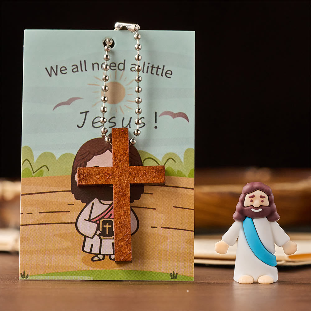 Christianartworkshop Ensemble de mini figurines de Jésus avec carte biblique et pendentif croix : un symbole de joie et de foi divines - image 5