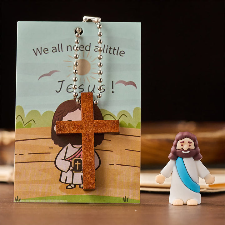 Christianartworkshop Ensemble de mini figurines de Jésus avec carte biblique et pendentif croix : un symbole de joie et de foi divines - image 5