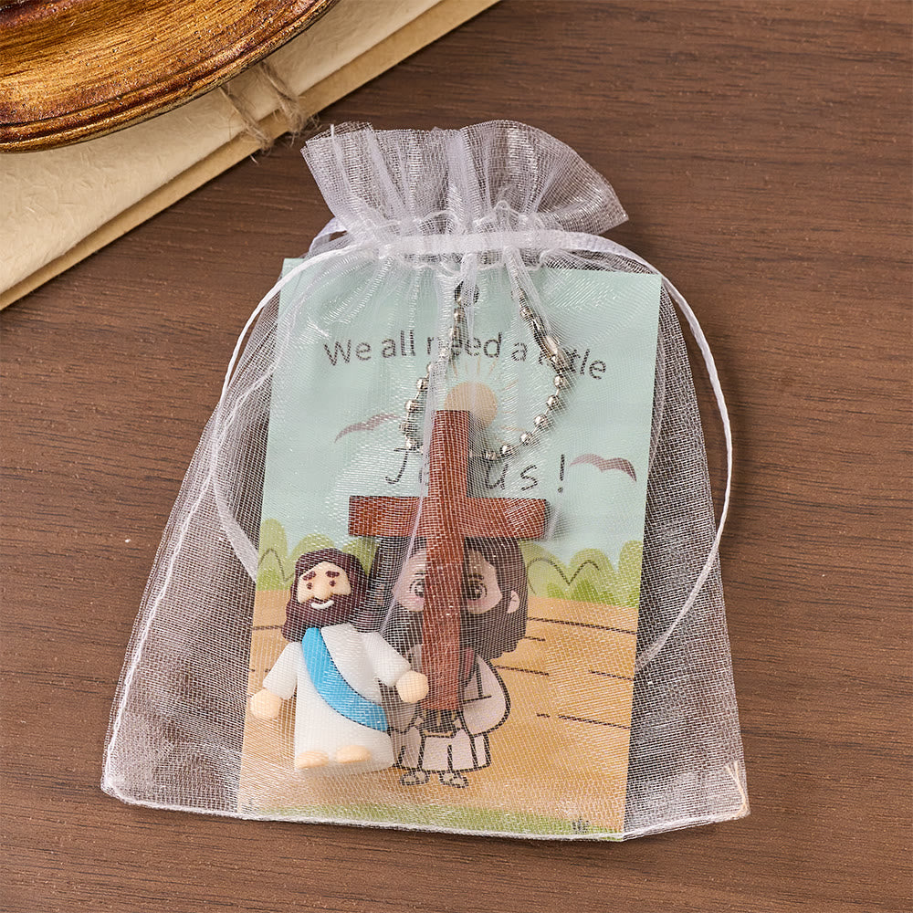Christianartworkshop Ensemble de mini figurines de Jésus avec carte biblique et pendentif croix : un symbole de joie et de foi divines - image 6
