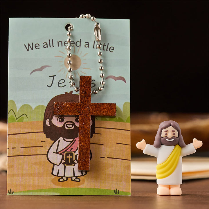 Christianartworkshop Ensemble de mini figurines de Jésus avec carte biblique et pendentif croix : un symbole de joie et de foi divines - image 9