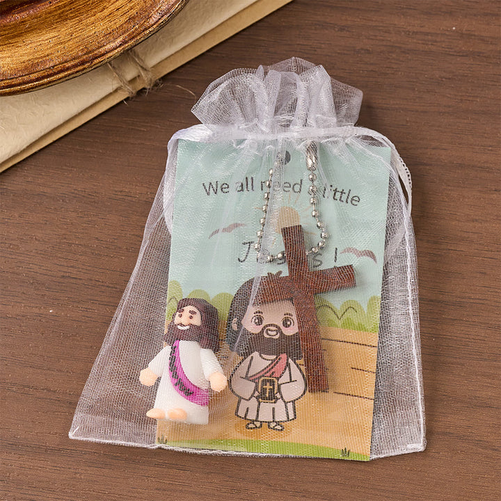 Christianartworkshop Ensemble de mini figurines de Jésus avec carte biblique et pendentif croix : un symbole de joie et de foi divines - image 8