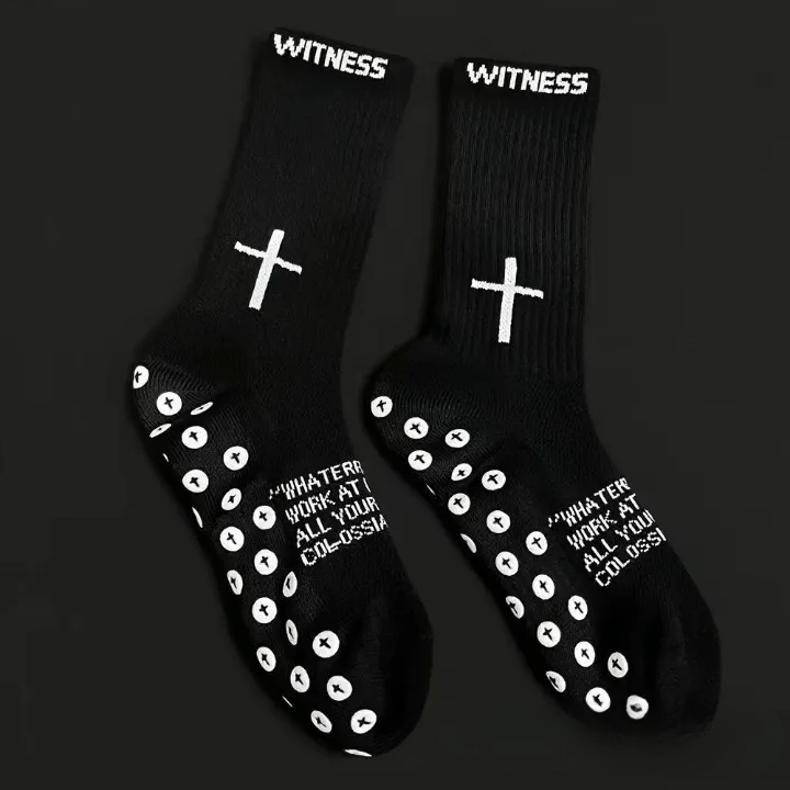 Christianartworkshop Chaussettes de football antidérapantes à imprimé foi en 4 couleurs avec Corinthiens 5:7 - Noir - 10 paires - image 7
