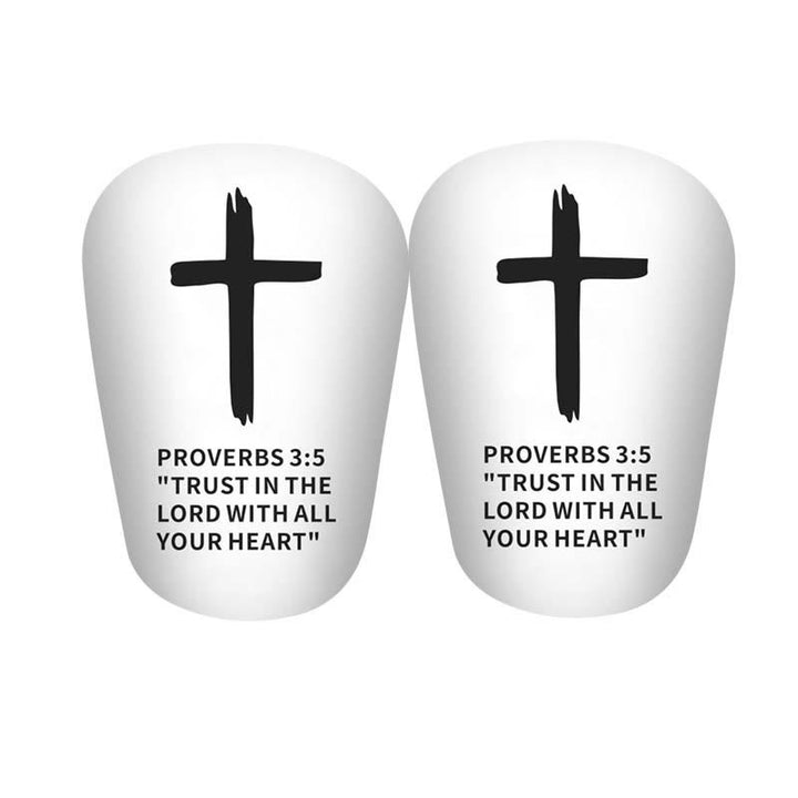 Protège-tibias de football Christianartworkshop , imprimé croix Proverbes 3:5, avec ceinture fixe : symbole de confiance divine et de force athlétique - Protège-tibias blancs - M - Ceinture blanche - image 9