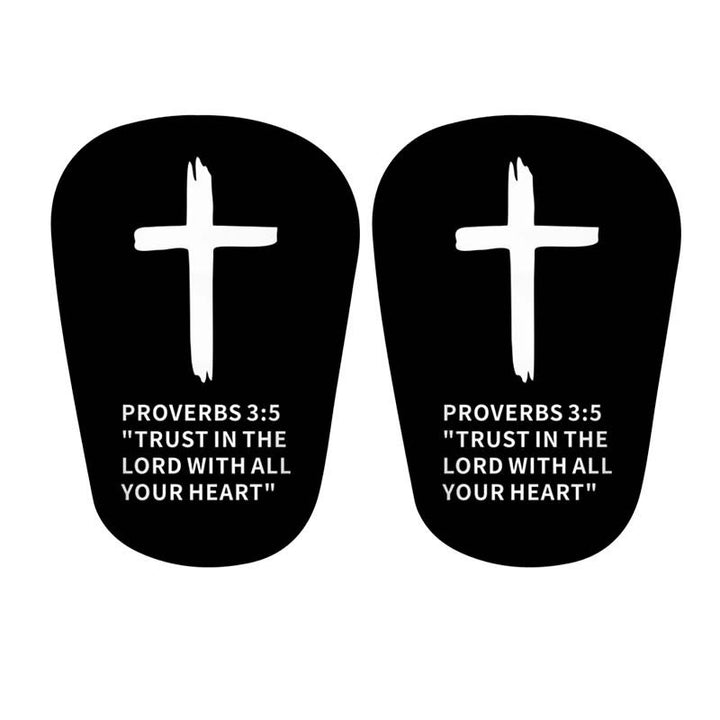 Protège-tibias de football Christianartworkshop , imprimé croix Proverbes 3:5, avec ceinture fixe : symbole de confiance divine et de force athlétique - Protège-tibias noirs - M - Ceinture blanche - image 8