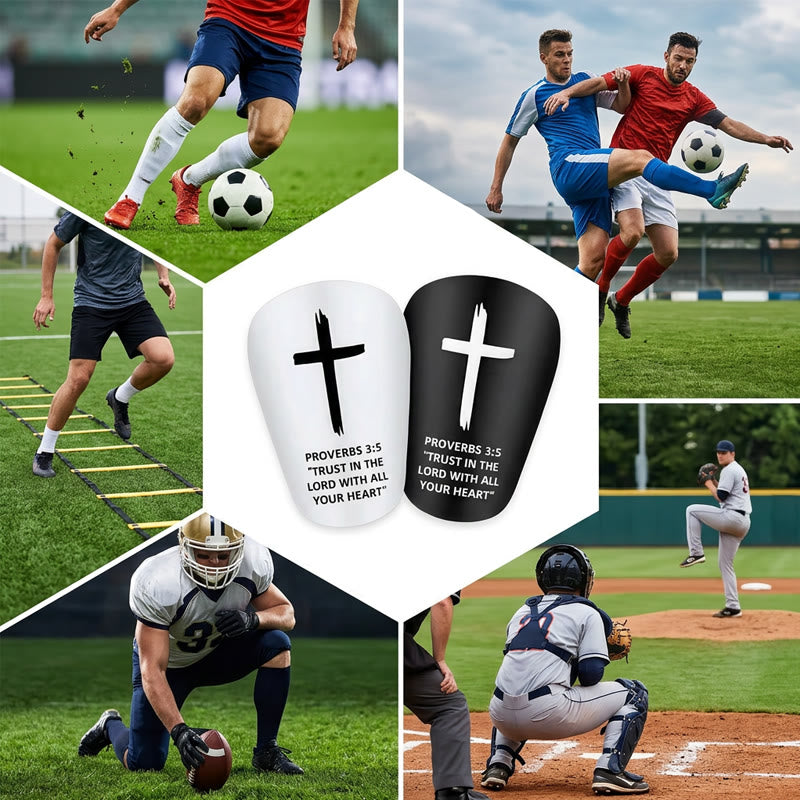 Protège-tibias de football Christianartworkshop , imprimé croix Proverbes 3:5, avec ceinture fixe : symbole de confiance divine et de force athlétique - image 4