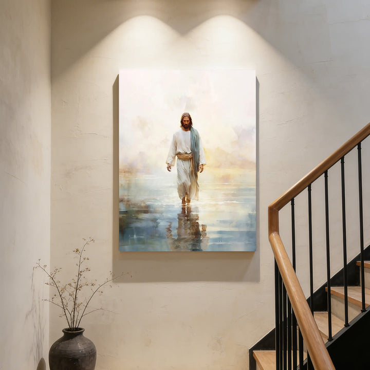 Christianartworkshop Affiche murale représentant le Christ serein sur l'eau : un symbole de courage et de confiance célestes - image 1