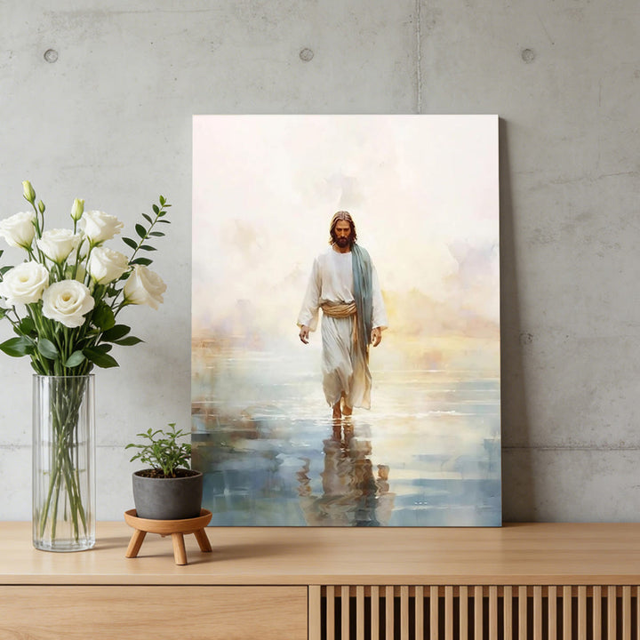 Christianartworkshop Affiche murale représentant le Christ serein sur l'eau : un symbole de courage et de confiance célestes - image 2