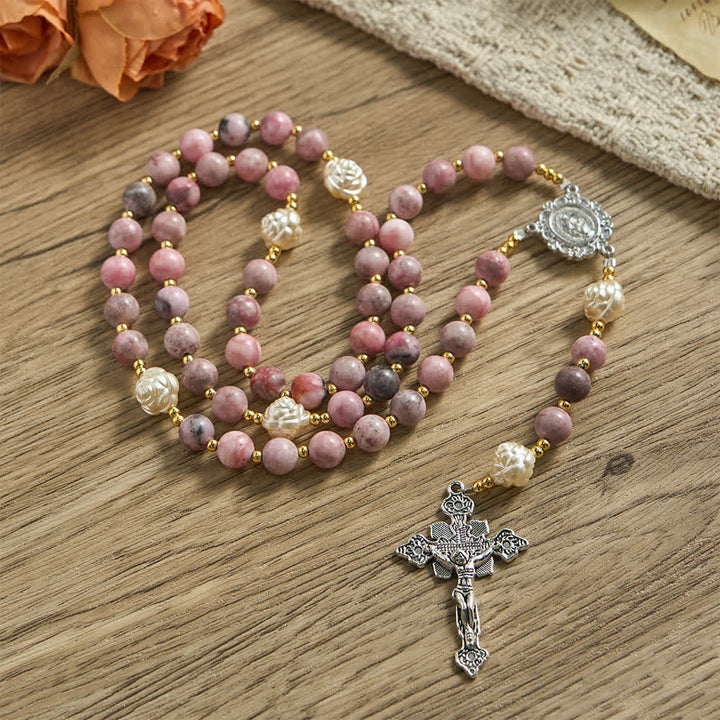Christianartworkshop Chapelet du Nouvel An 2026 en jaspe zèbre rose : Foi personnalisée avec nom - image 3