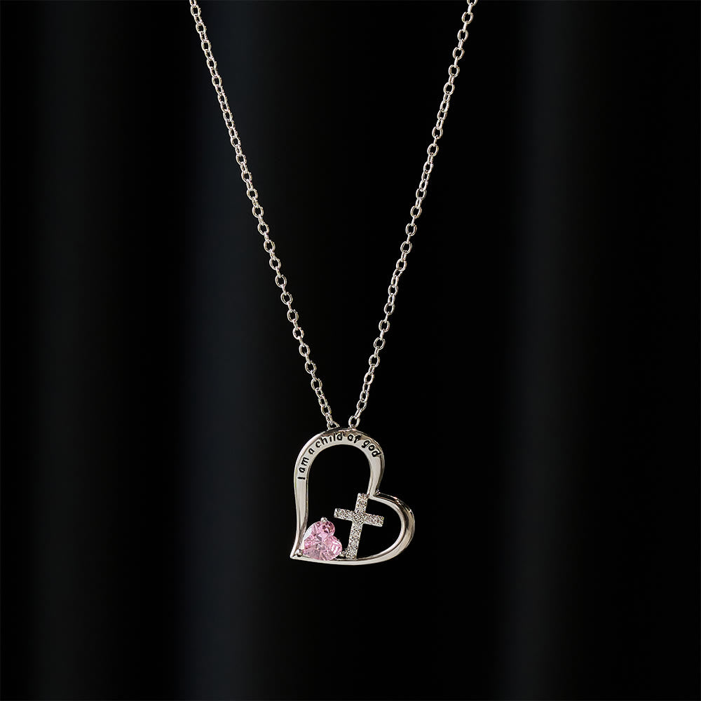 Christianartworkshop Collier Croix en forme de cœur « Je suis un enfant de Dieu » orné de zircons : un symbole d'identité céleste - image 2