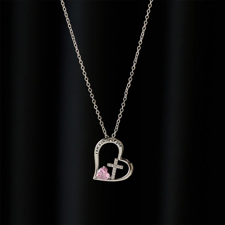 Christianartworkshop Collier Croix en forme de cœur « Je suis un enfant de Dieu » orné de zircons : un symbole d'identité céleste - image 2
