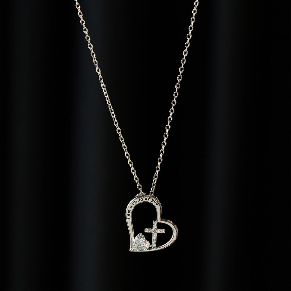 Christianartworkshop Collier Croix en forme de cœur « Je suis un enfant de Dieu » orné de zircons : un symbole d'identité céleste - image 5
