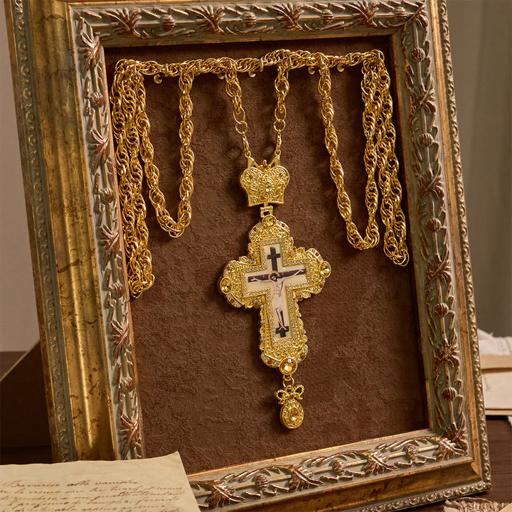 Christianartworkshop Collier pectoral orné d'un grand crucifix et d'une couronne : symbole de majesté sacrée et de rédemption - image 4
