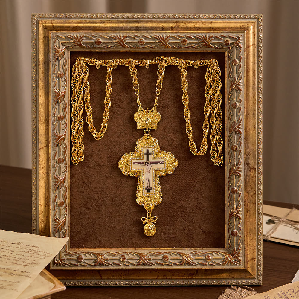 Christianartworkshop Collier pectoral orné d'un grand crucifix et d'une couronne : symbole de majesté sacrée et de rédemption - image 3