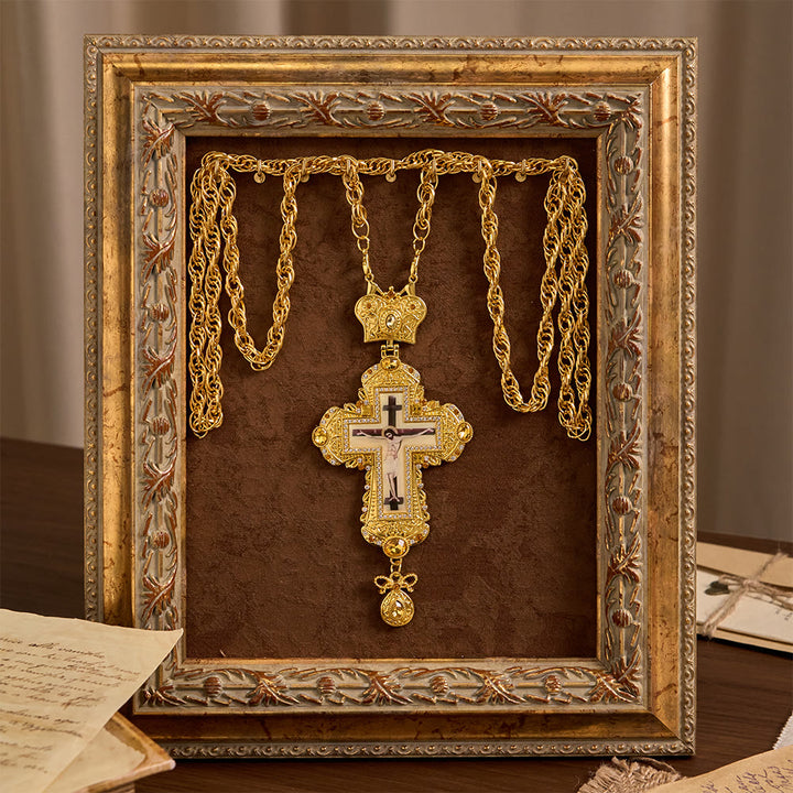 Christianartworkshop Collier pectoral orné d'un grand crucifix et d'une couronne : symbole de majesté sacrée et de rédemption - image 3