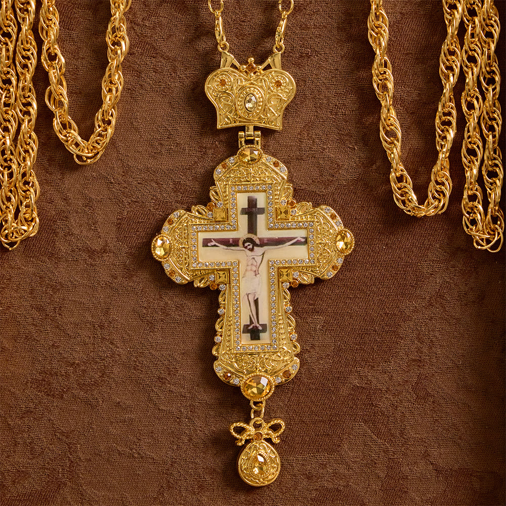 Christianartworkshop Collier pectoral orné d'un grand crucifix et d'une couronne : symbole de majesté sacrée et de rédemption - image 5