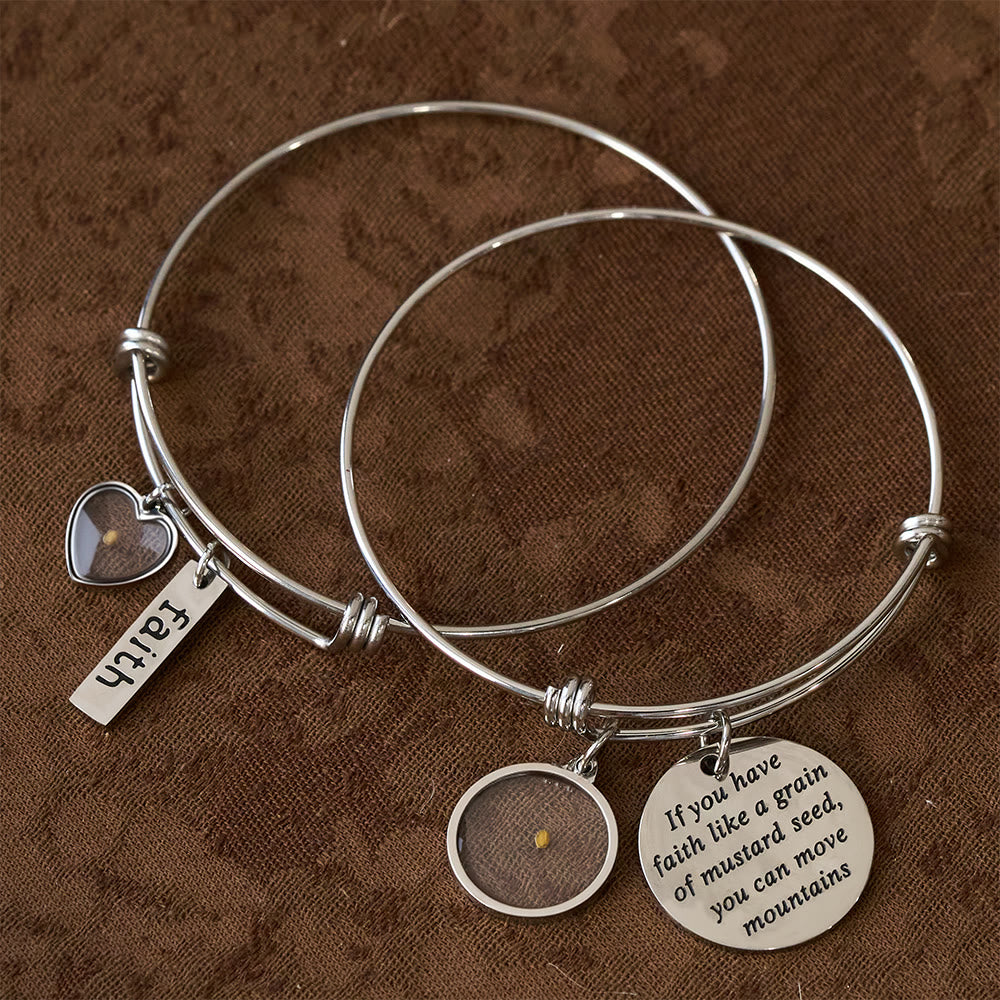Christianartworkshop Bracelet « Graine de moutarde et foi » avec breloque en forme de cœur : symbole de foi inébranlable et de grâce - image 0