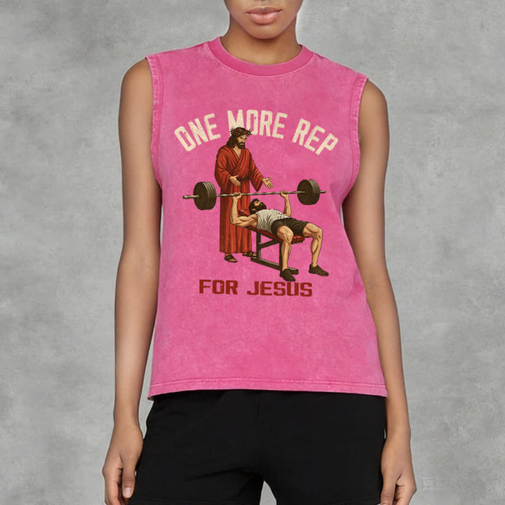 Christianartworkshop Débardeur unisexe délavé « One More Rep For Jesus » - image 11