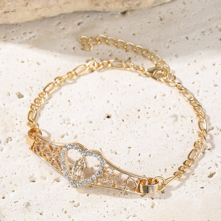 Christianartworkshop Bracelet Notre-Dame en filigrane d'or avec halo de zircon : symbole de dévotion mariale et de grâce divine - image 4