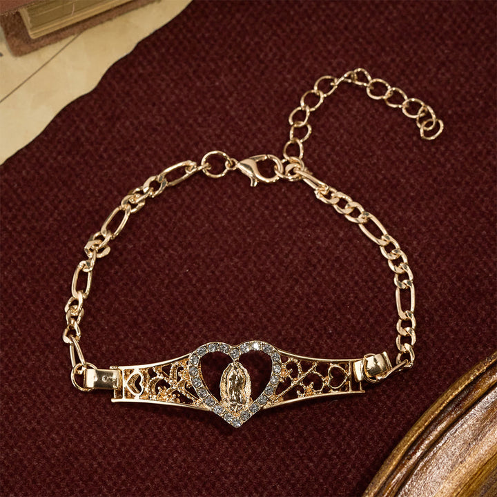 Christianartworkshop Bracelet Notre-Dame en filigrane d'or avec halo de zircon : symbole de dévotion mariale et de grâce divine - image 2