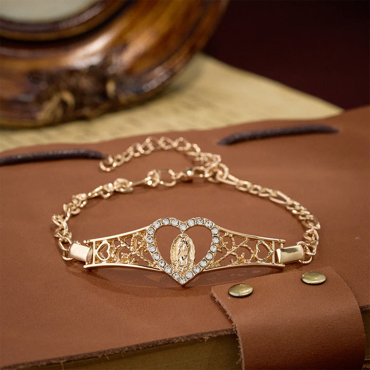 Christianartworkshop Bracelet Notre-Dame en filigrane d'or avec halo de zircon : symbole de dévotion mariale et de grâce divine - Notre Dame - image 0
