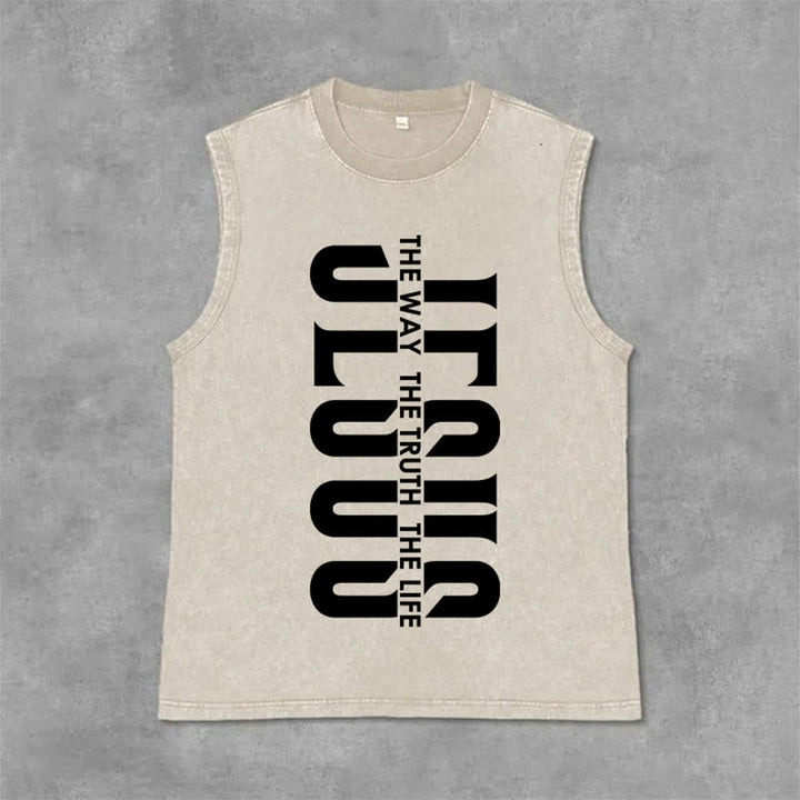 Christianartworkshop Débardeur unisexe lavé « The Way The Truth The Life » - Beige - 2XL - image 6