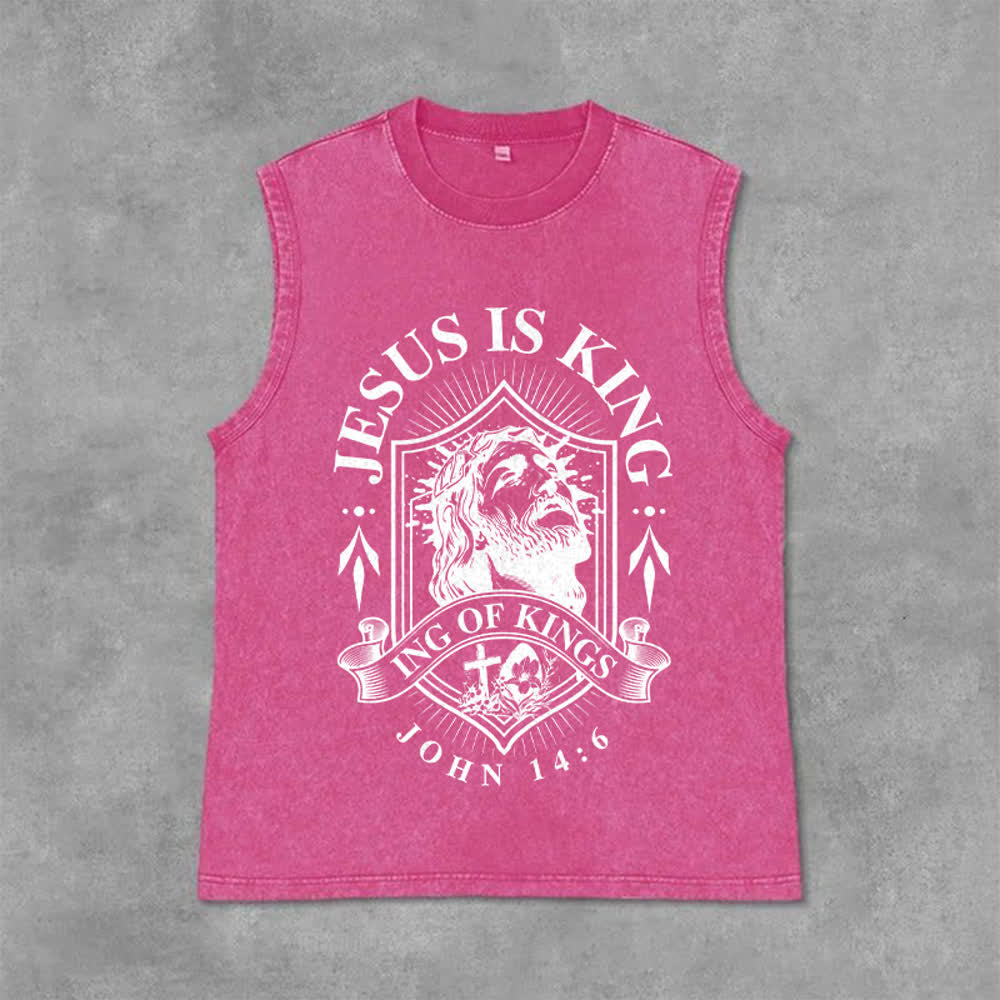 Christianartworkshop Débardeur unisexe lavé « Jésus est roi, roi des rois » - Rose - 2XL - image 9
