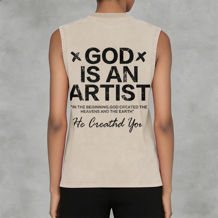 Christianartworkshop Débardeur unisexe délavé « Dieu est un artiste » - image 11