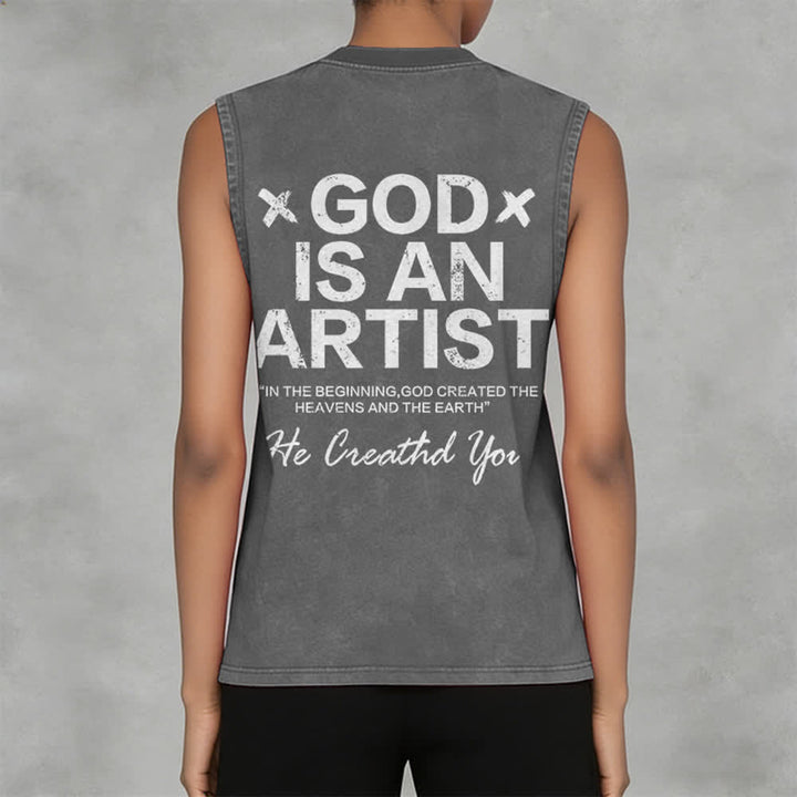 Christianartworkshop Débardeur unisexe délavé « Dieu est un artiste » - image 8